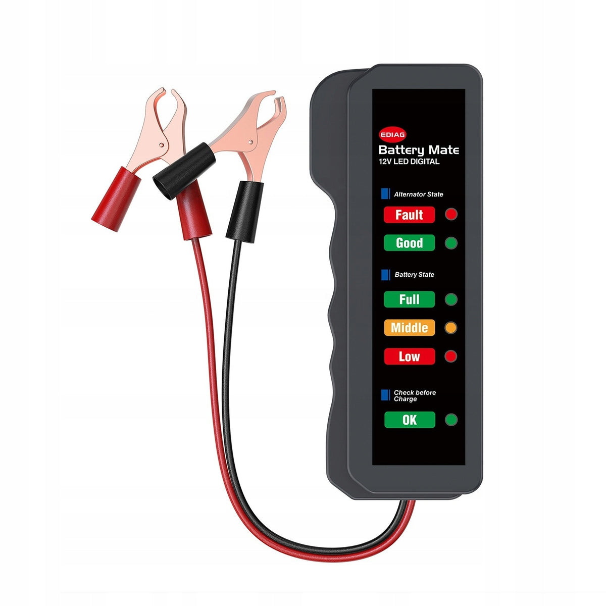 12V 6x LED Car Battery and Alternator Tester Universal Clips