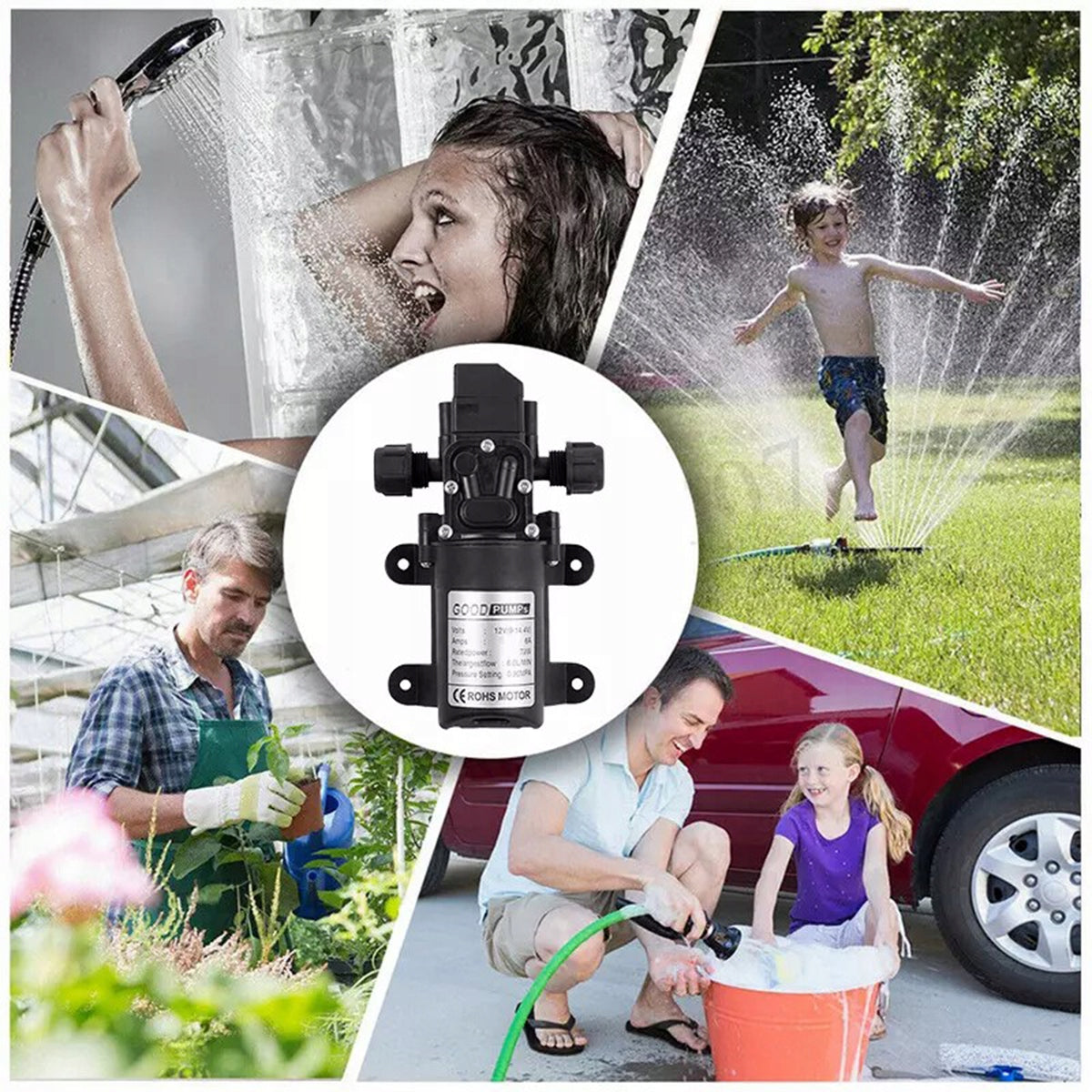 12V 72W MEMBRANE WATER PRESSURE PUMP SELF-PRIMING GARDEN PUMP Engine power 72 W