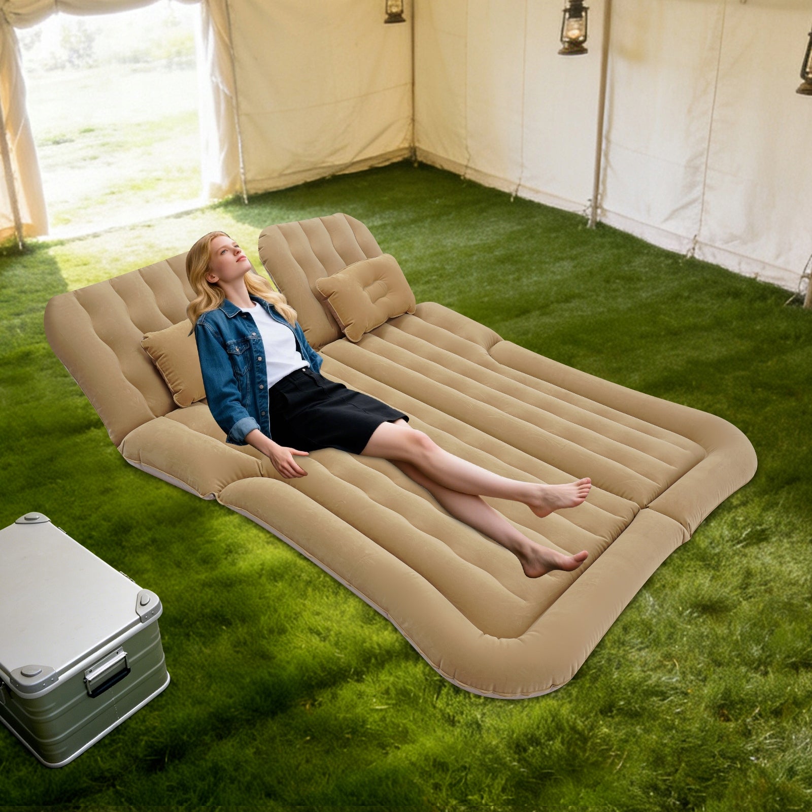 12V 75W Beige Suv Car Inflatable Air Mattress 1.74*1.26M 300kg Load Manufacturer code YDB5LO-002400