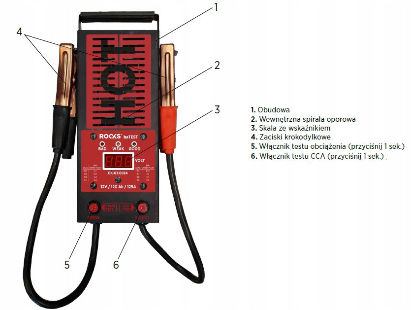 12V Digital Battery Tester, 100A, 200-1000 CCA, 120 Ah EAN (GTIN) 5903364346713