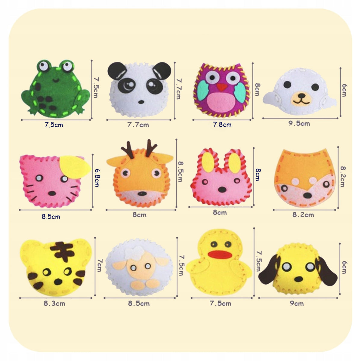 12X FELT EMBROIDERY KEYCHAIN SEWING KIT CREATIVE FOR KIDS DIY Packaging status original