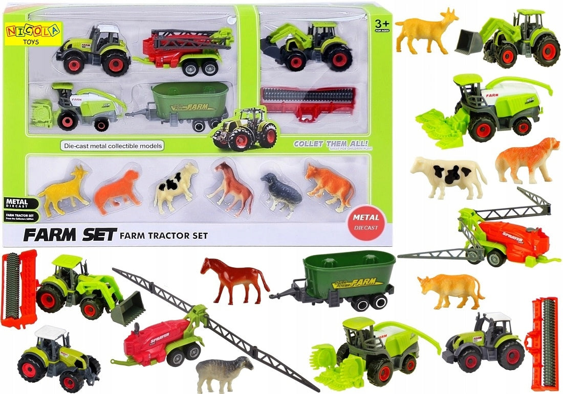 12in1 SET TRACTORS METAL + MACHINES FARM 4475 Packaging status original