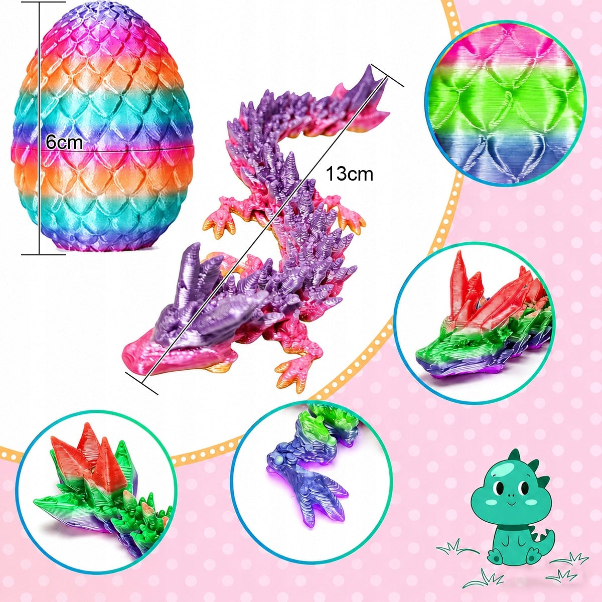 12pcs MOVABLE DRAGON EGG DRAGON FIGURE 3D ANTI-STRESS TOY Brand no brand