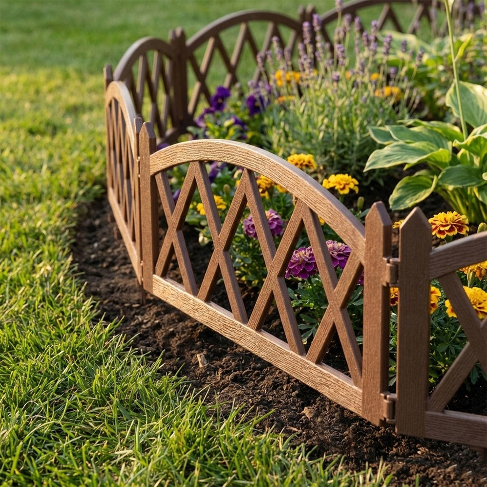 12x GARDEN Fence brown border palisade lawn edging beds 684 cm Material plastic