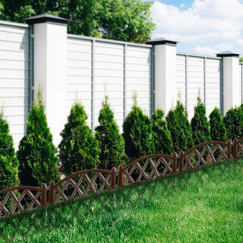 12x GARDEN Fence plastic brown border palisade edging lawn 6 m Manufacturer code SET144