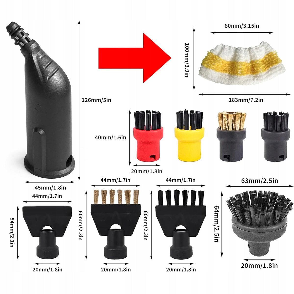 12x KARCHER SC 1 2 3 4 5 STEAMER ACCESSORIES cloths + brushes +Nozzle Packaging status original