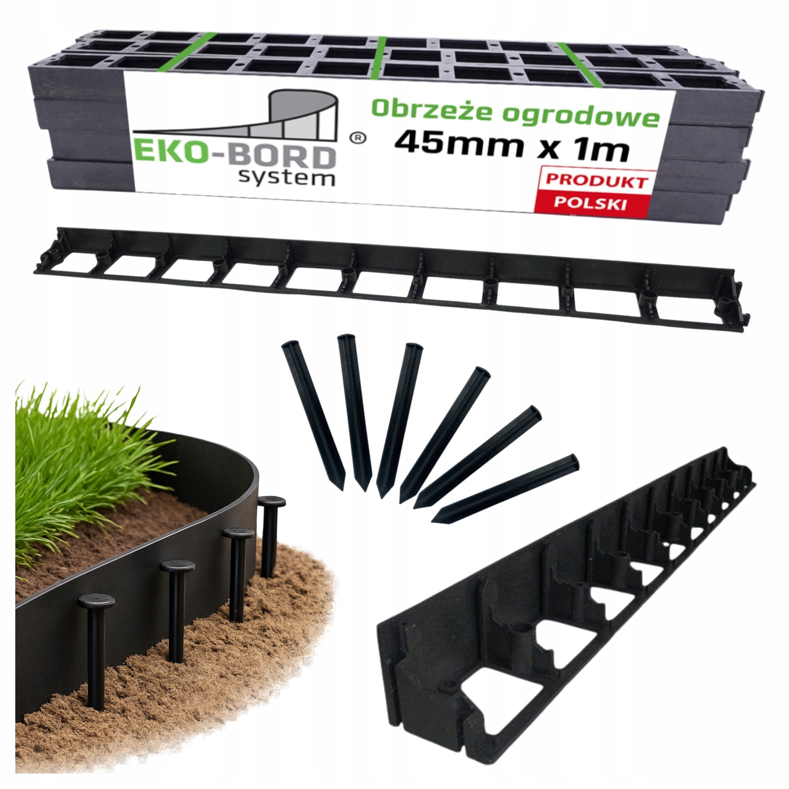 12x Lawn Garden edging 45mm Garden Curb 1m For Garden +Anchors