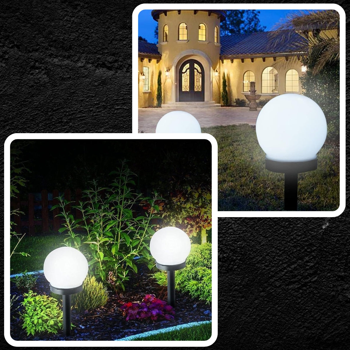 12x SOLAR LAMP GARDEN BALL LED HAMMERED WHITE 32,5 CM GARDEN LIGHTS Spike length 10 cm