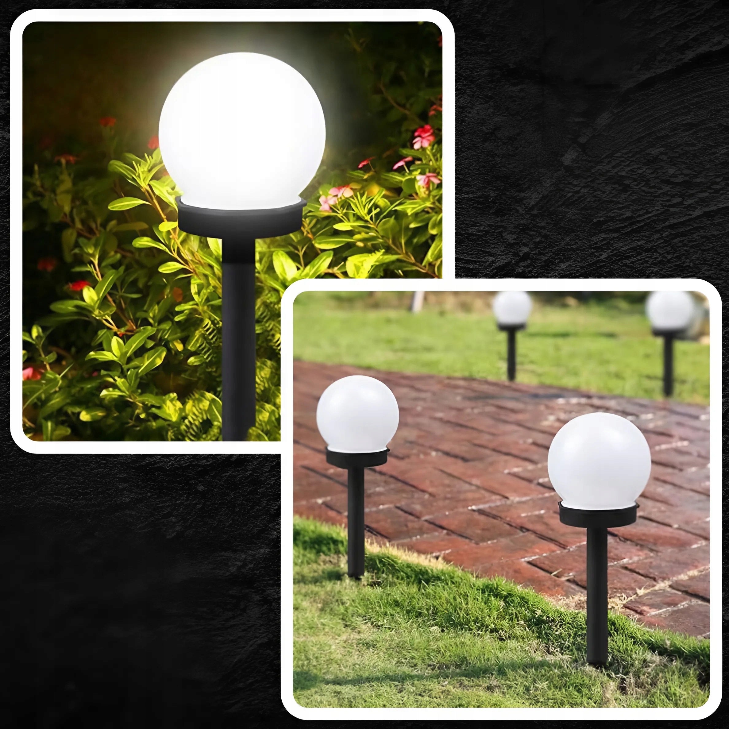 12x SOLAR LAMP GARDEN BALL LED HAMMERED WHITE 32,5 CM GARDEN LIGHTS Total height 32.5 cm