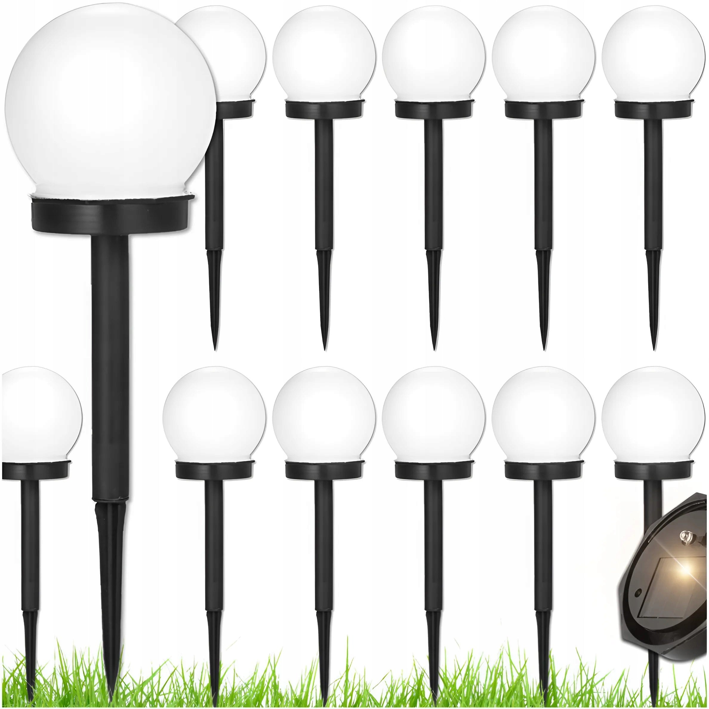 12x SOLAR LAMP GARDEN BALL LED HAMMERED WHITE 32,5 CM GARDEN LIGHTS