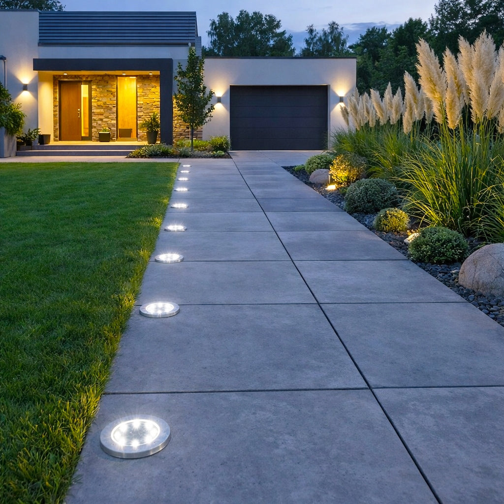 12x SOLAR LED GARDEN LAMP HAMMERED DISK FOR GARDEN GROUND STRONG 8LED Brand SuperLED