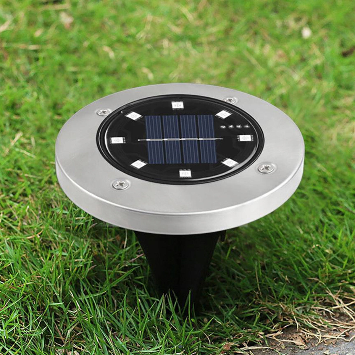 12x SOLAR LED GARDEN LAMP HAMMERED DISK FOR GARDEN GROUND STRONG 8LED Packaging status original