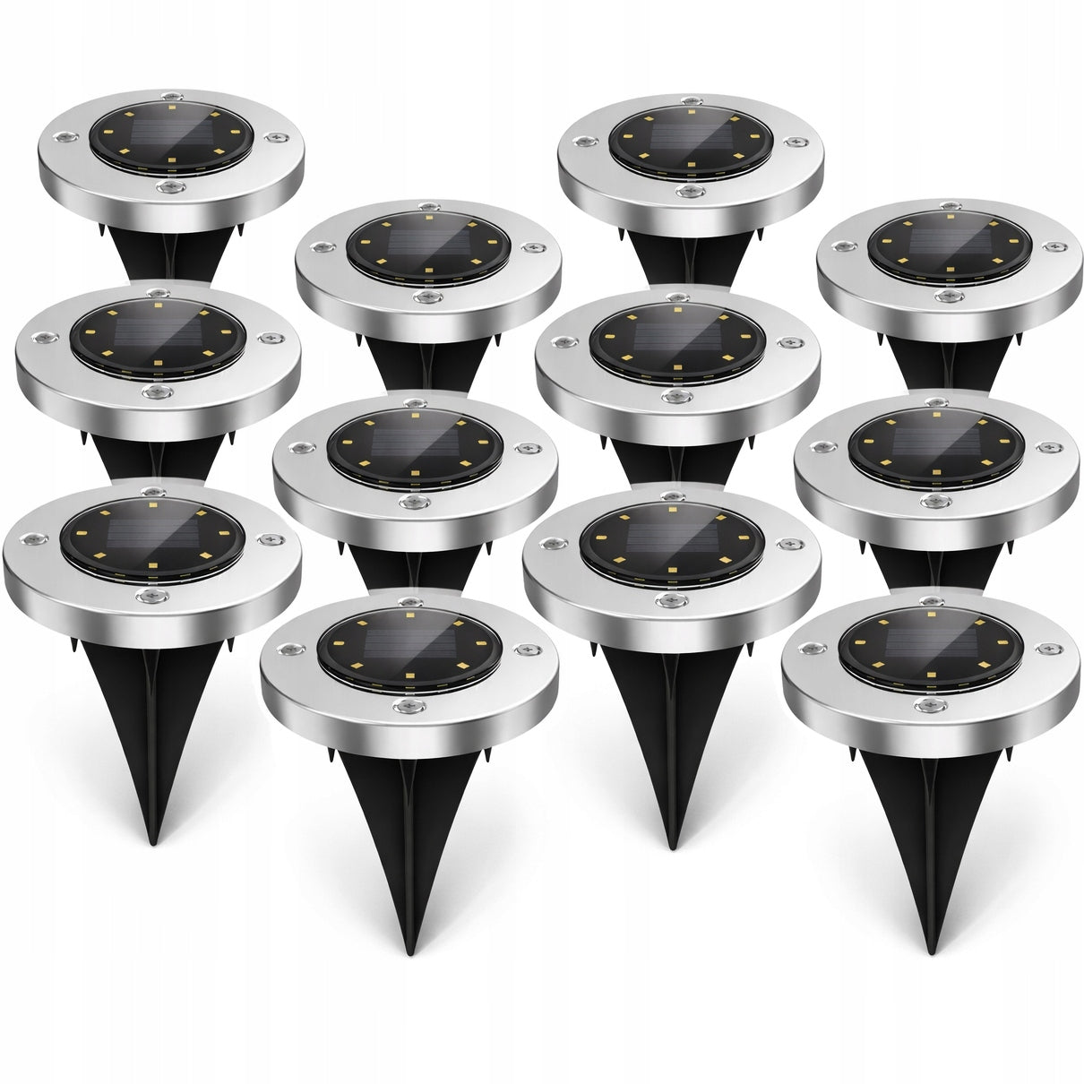 12x SOLAR LED GARDEN LAMP HAMMERED DISK FOR GARDEN GROUND STRONG 8LED
