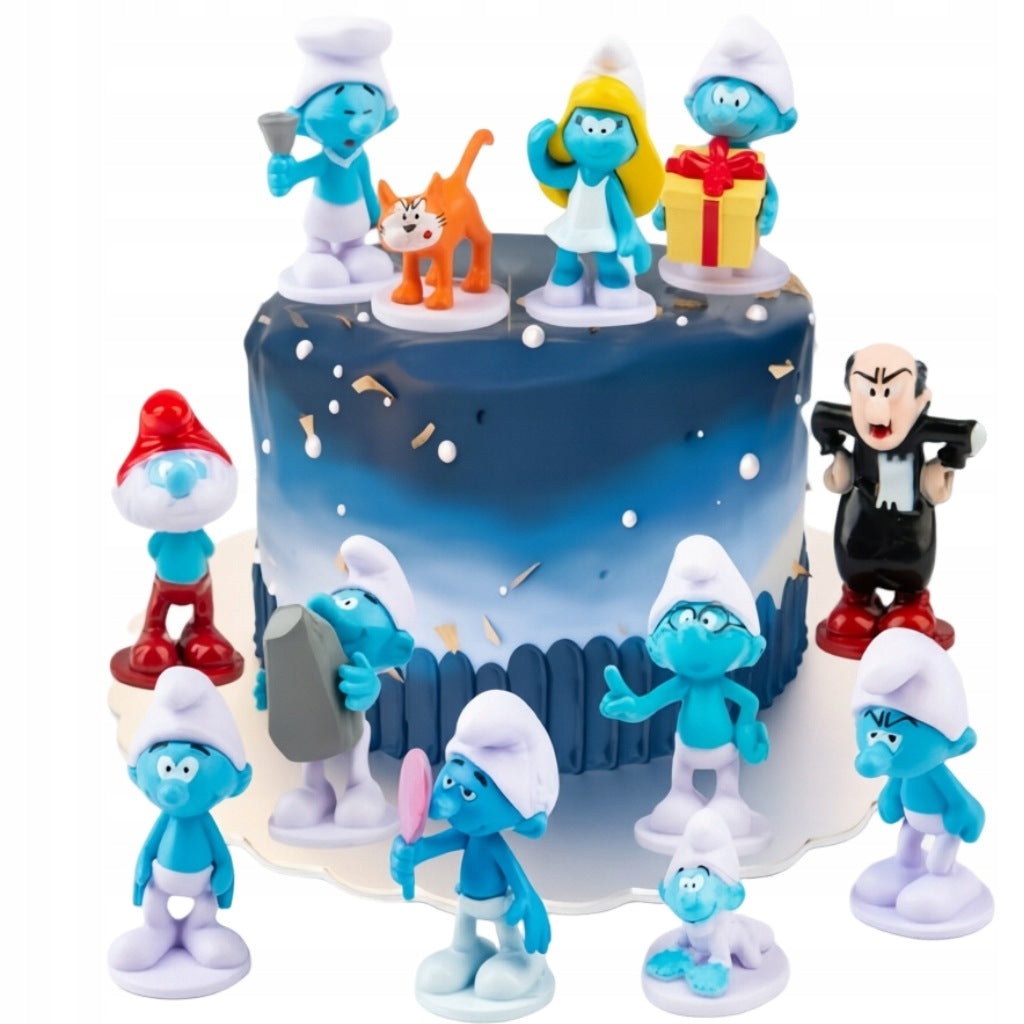 12x Smurfs Figurines Birthday Cake Gargamel Clumsy Smurf Figurines