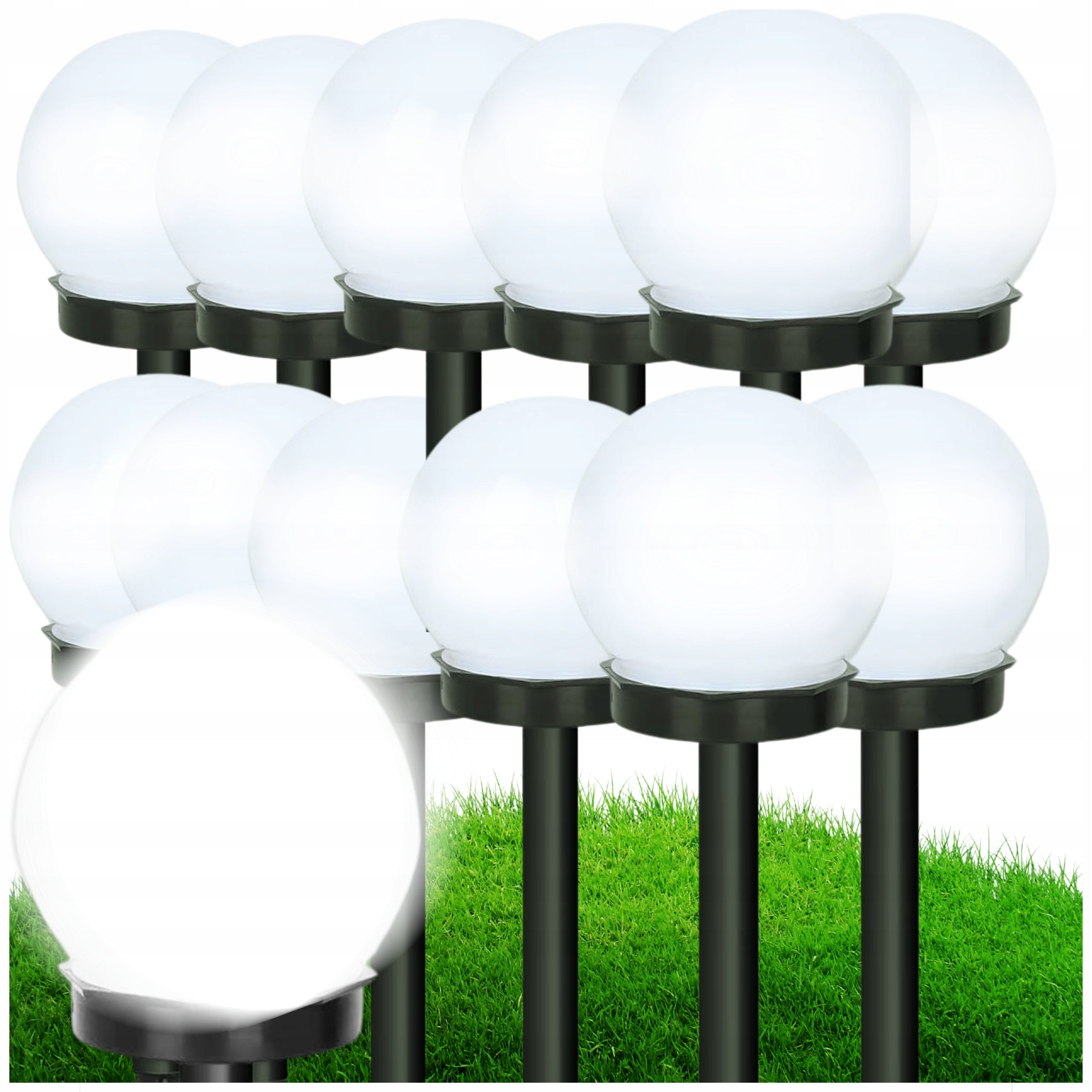 12x Solar Ball LED Garden Lamp WHITE Punched Decorative Balls Garden Lights
