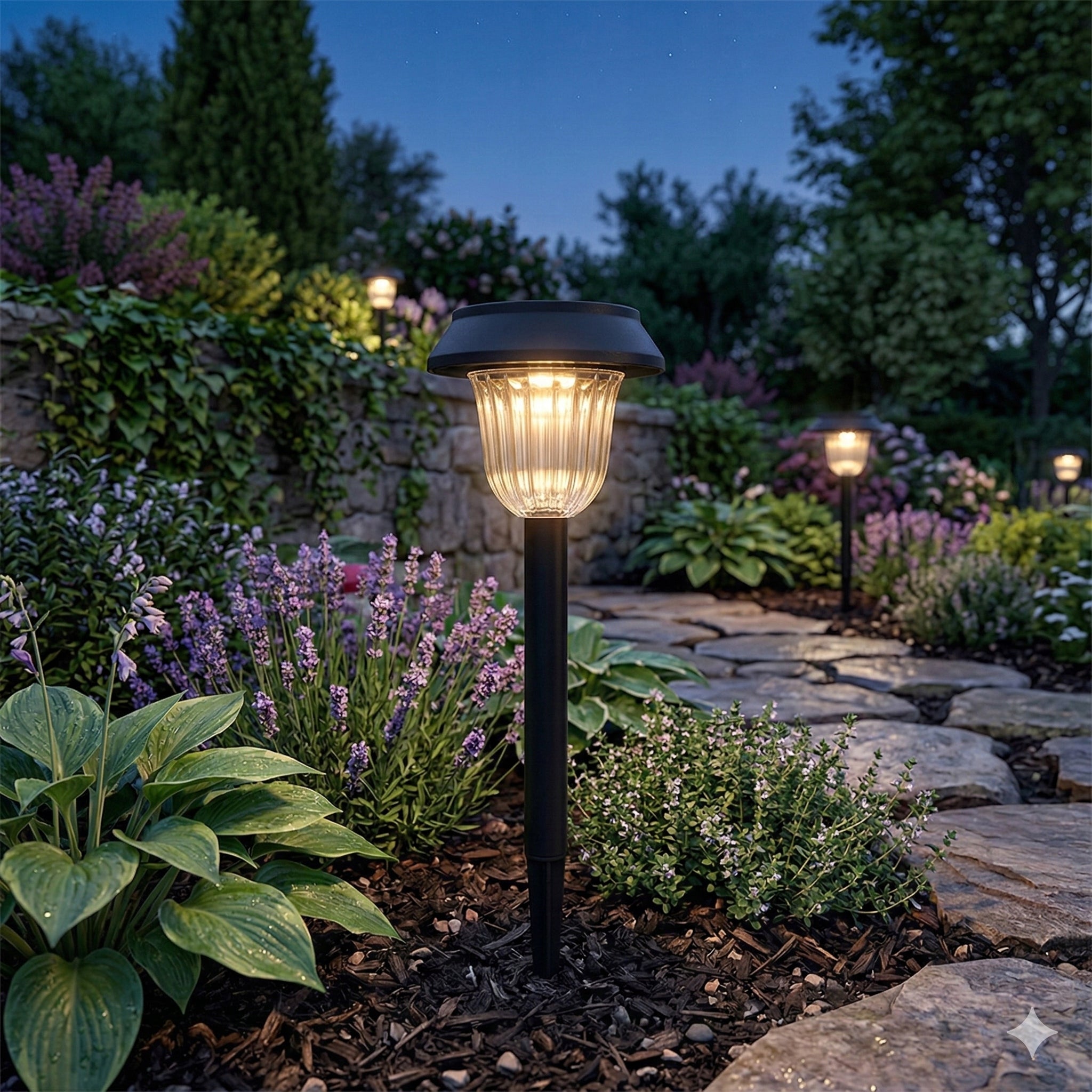 12x Solar Garden Lamp LED HAMMERED Twilight Sensor Set Manufacturer code 12x Lampa solarna ogrodowa LED