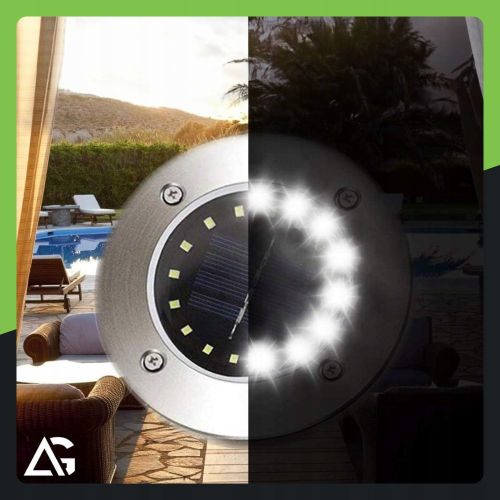 12x Solar Lights For Garden Ground Disc Lights Drives Up to 16 LED Color silver