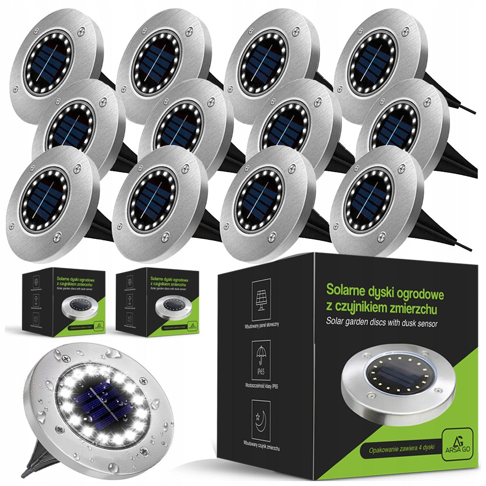 12x Solar Lights For Garden Ground Disc Lights Drives Up to 16 LED