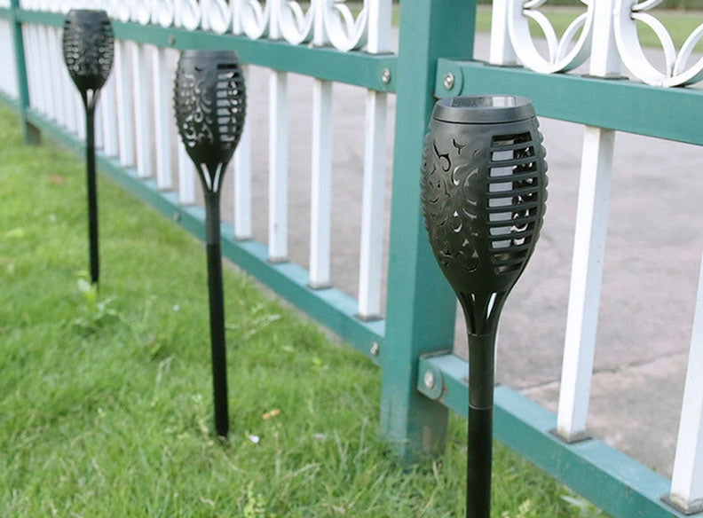 12xSolar Garden Lamp LED Torch Light Post Punched Decorative 12LED Spike length 10 cm
