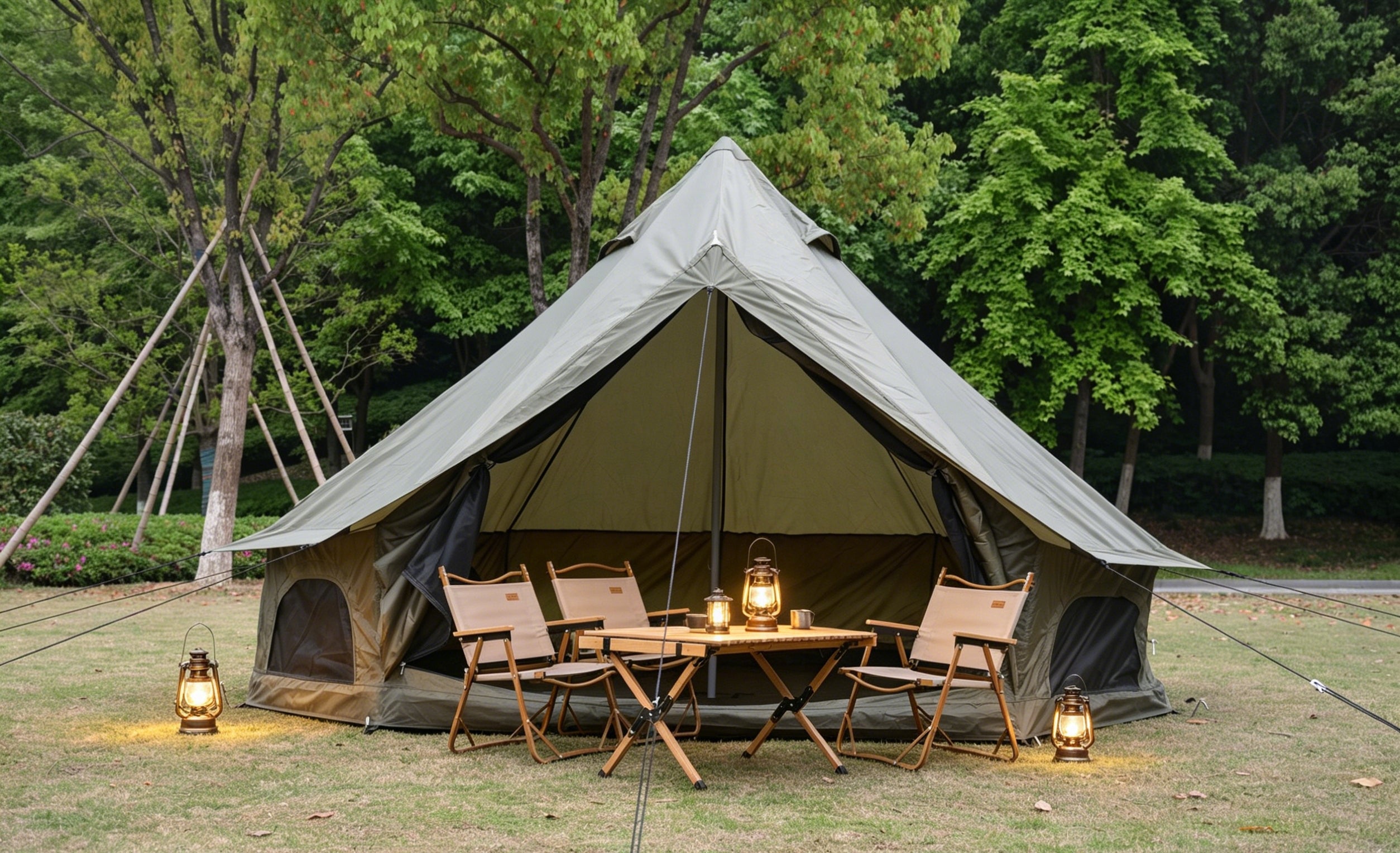 13,1 foot yurt tent with stove and chimney, green and warm tent. Manufacturer code 8001819962864