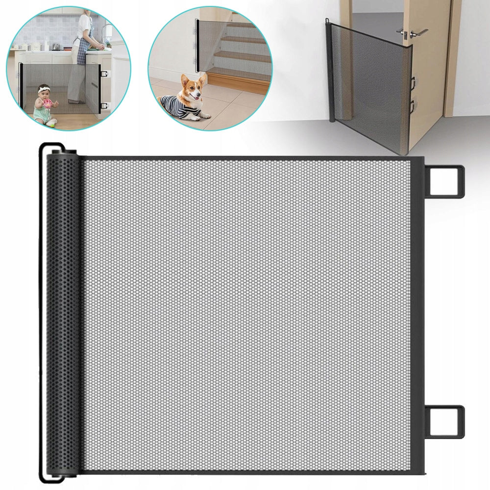 130X78CM SECURITY GATE, PROTECTIVE BARRIER FOR DOOR STAIRS, BLACK
