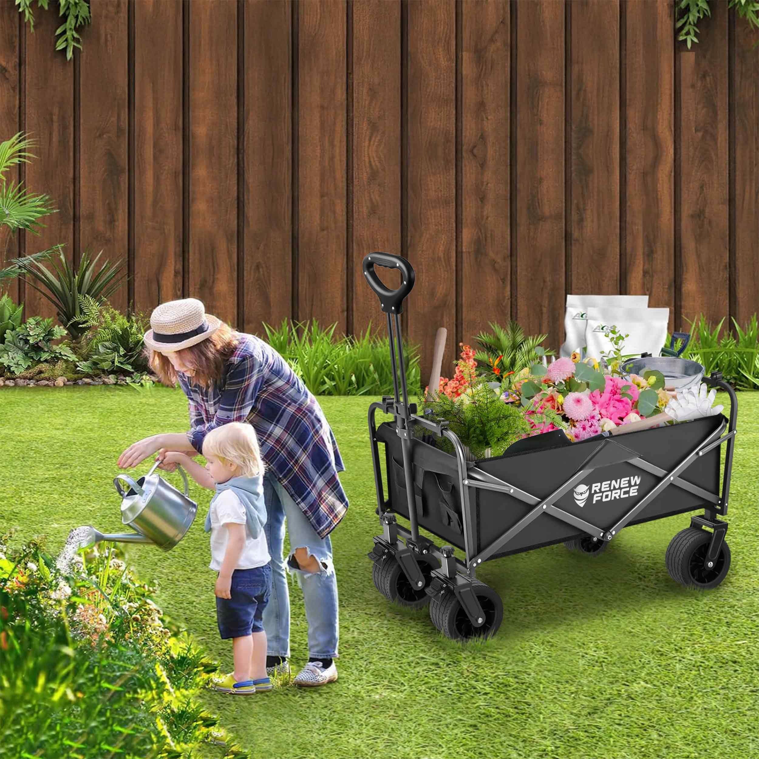 134L Hiking Trolley Beach Folding Garden Transport Wheel Off-Road Capacity 134 l