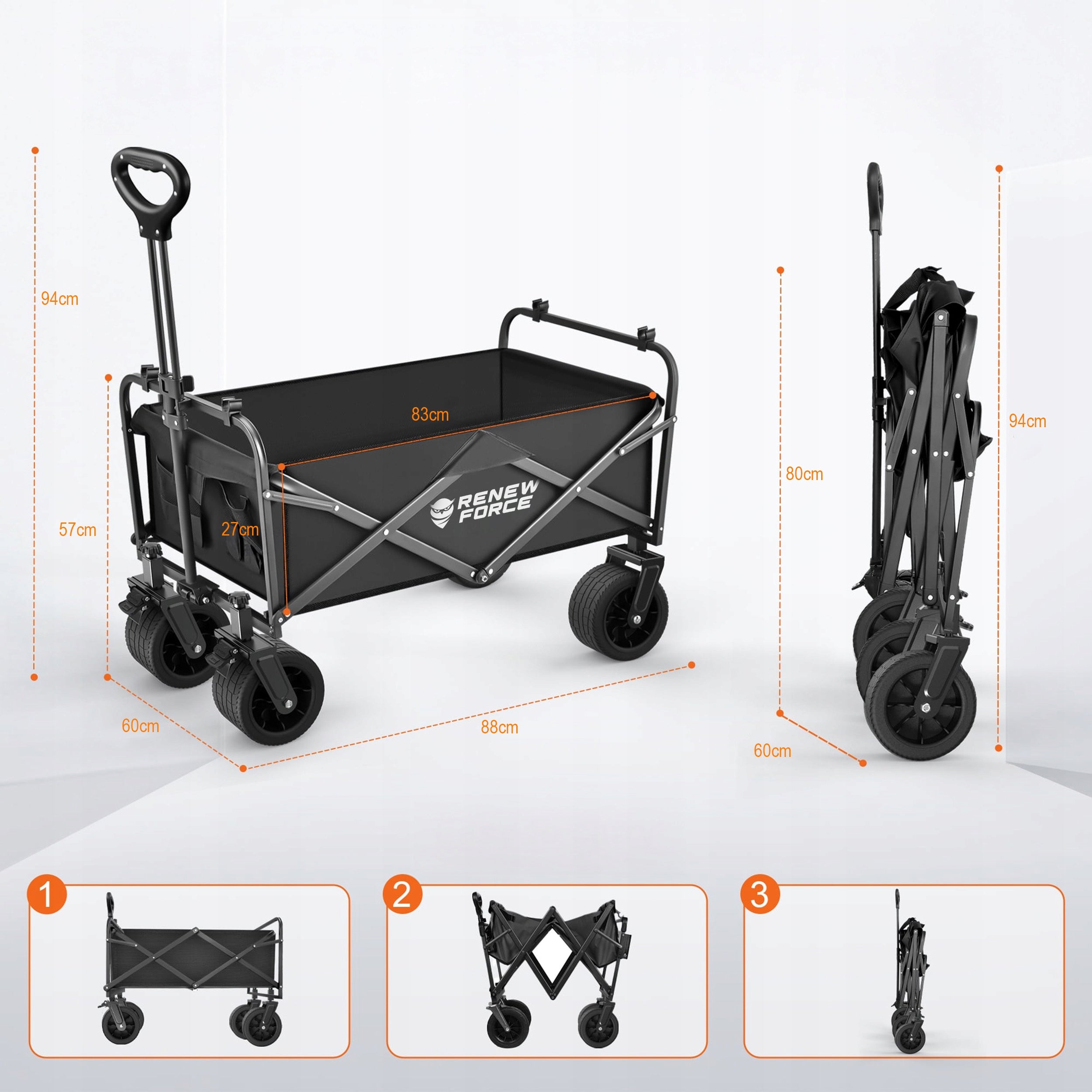 134L Hiking Trolley Beach Folding Garden Transport Wheel Off-Road Wheels number 4