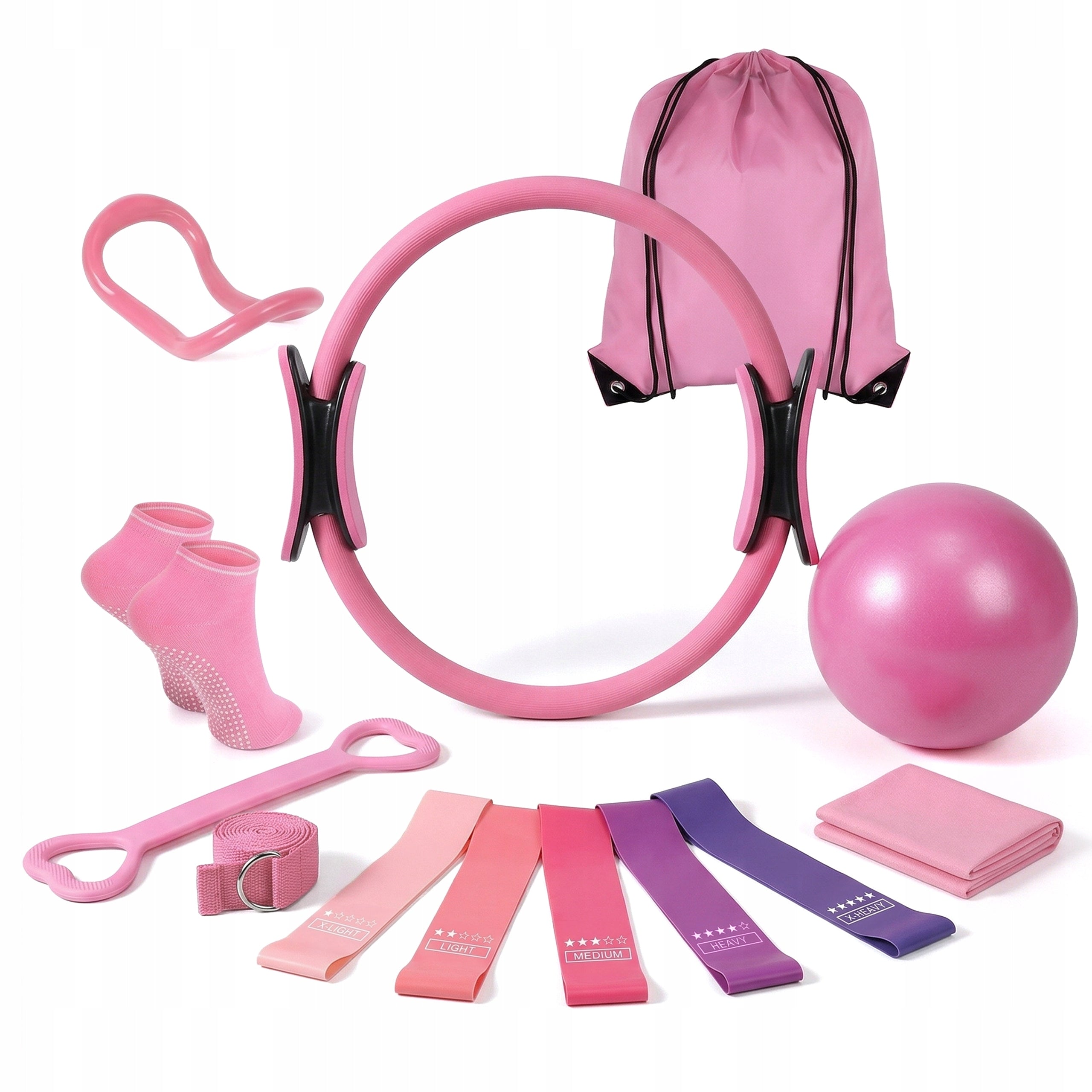 13IN1 HOME FITNESS KIT FOR PILATES YOGA EXERCISE RUBBER RESISTANCE WHEEL