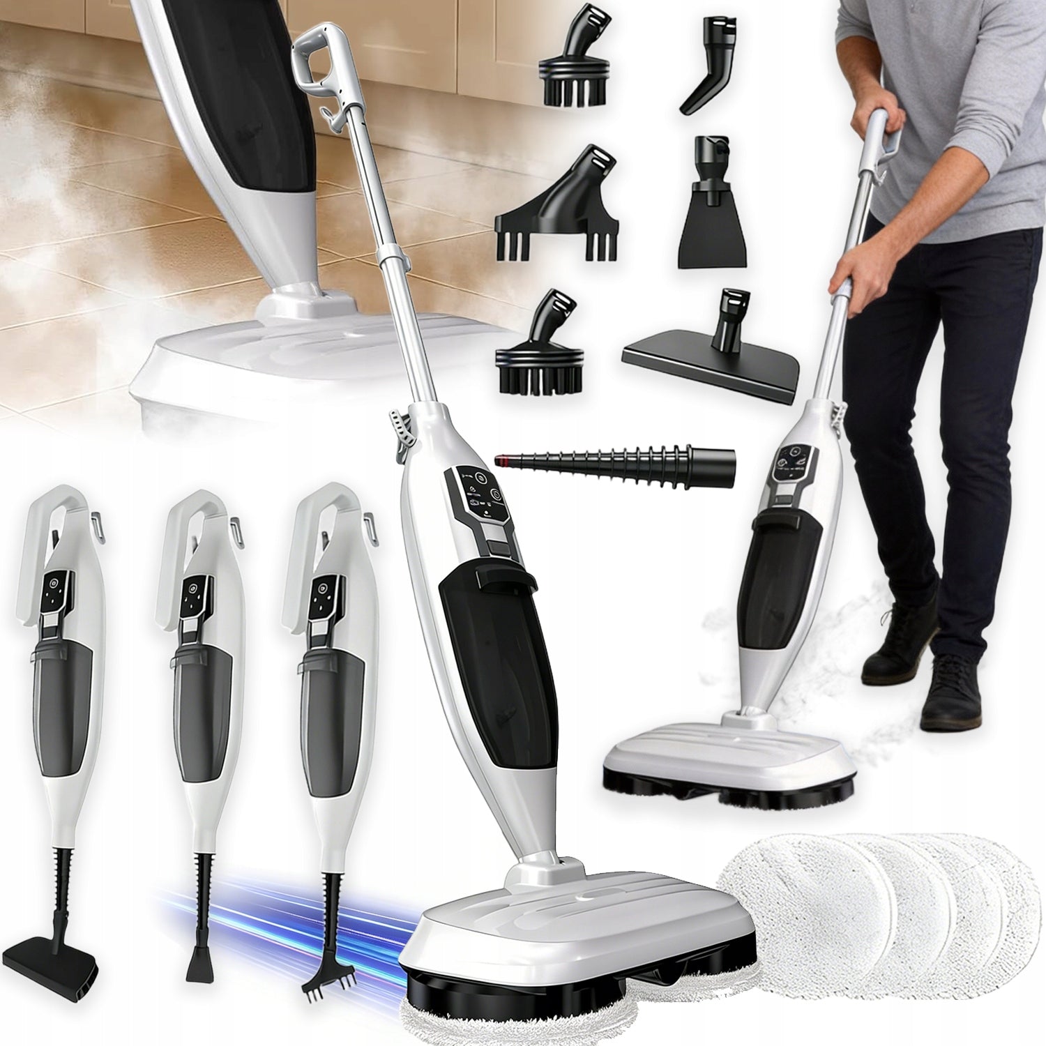13IN1 MULTIFUNCTION STEAM MOP 3BAR 550ML 1300W FOR FLOOR WOOD TILE