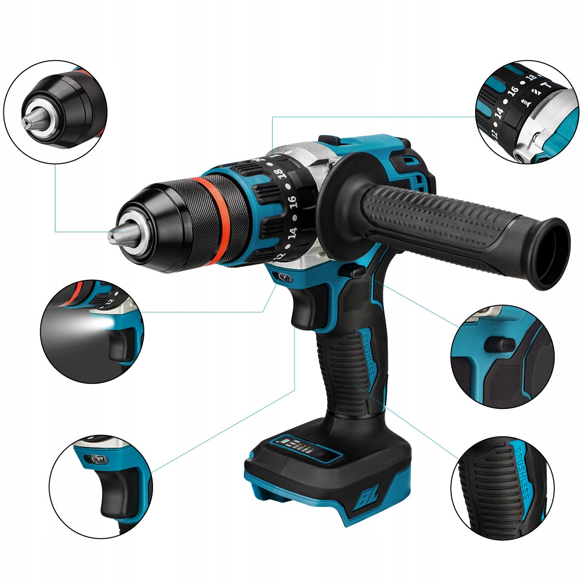 13mm Brushless Impact Drill Electric Screwdriver Cordless Driver Tool Manufacturer code Gisam P3554