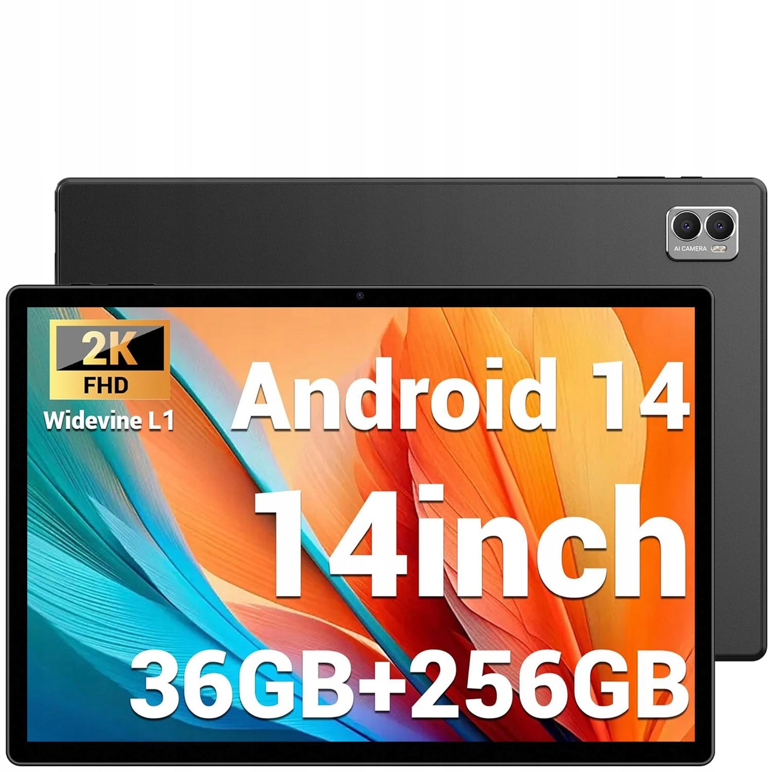14.1-inch Octa-Core Tablet, 36GB RAM + 256GB Storage, Android 14, 5GHz WiFi, 2000x1200 Resolution, 11580 mAh Battery