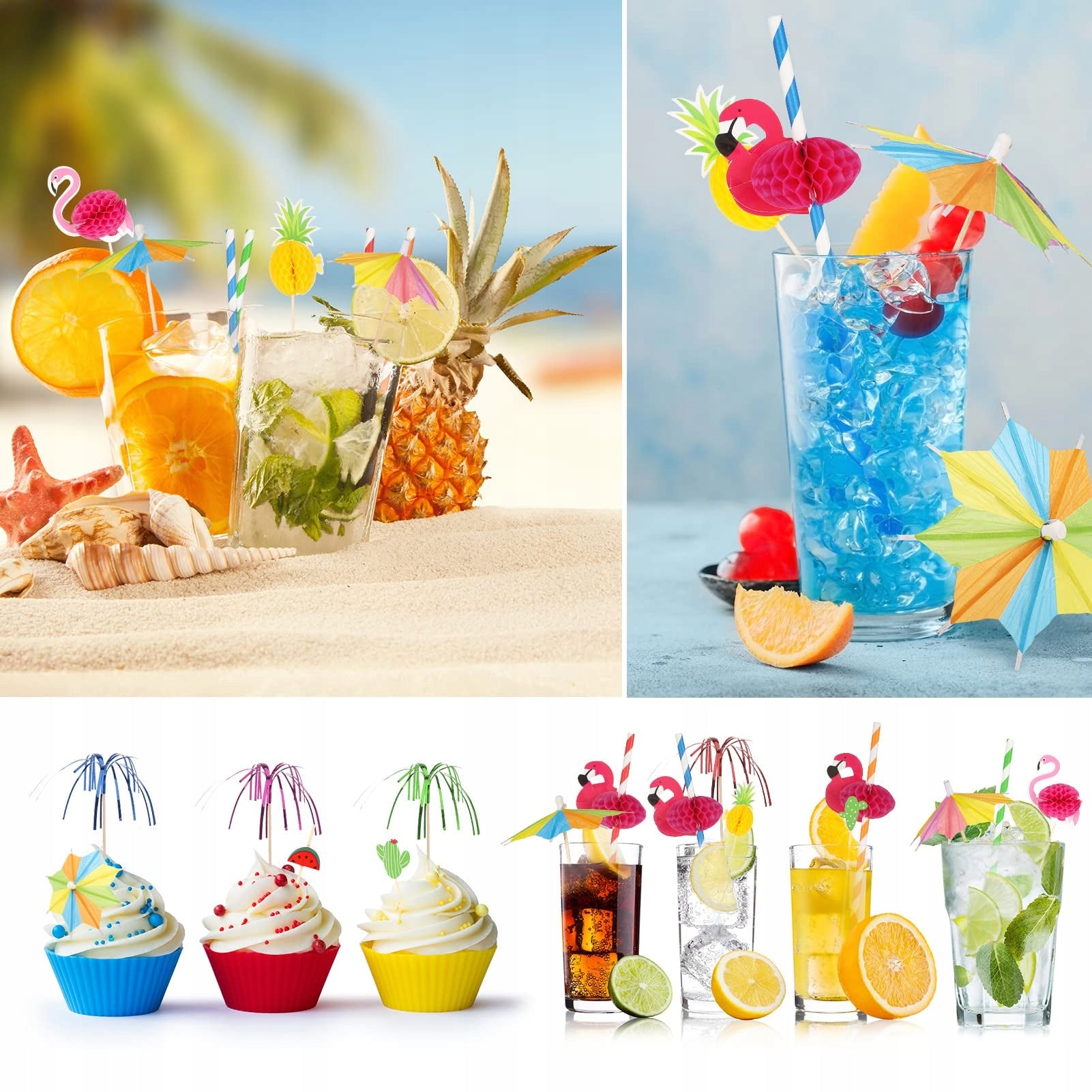 140pcs Cocktail Decorations Tropical Snack Drink Decorations Packaging status original