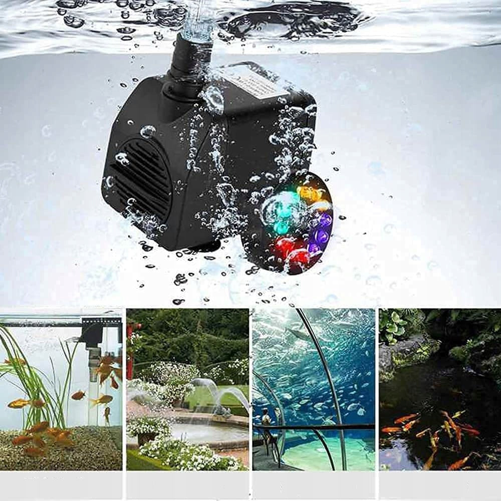 15W WATER PUMP WITH LED LIGHT WATER FLOW FOR POND FOUNTAINS 800L/H Power 15 W