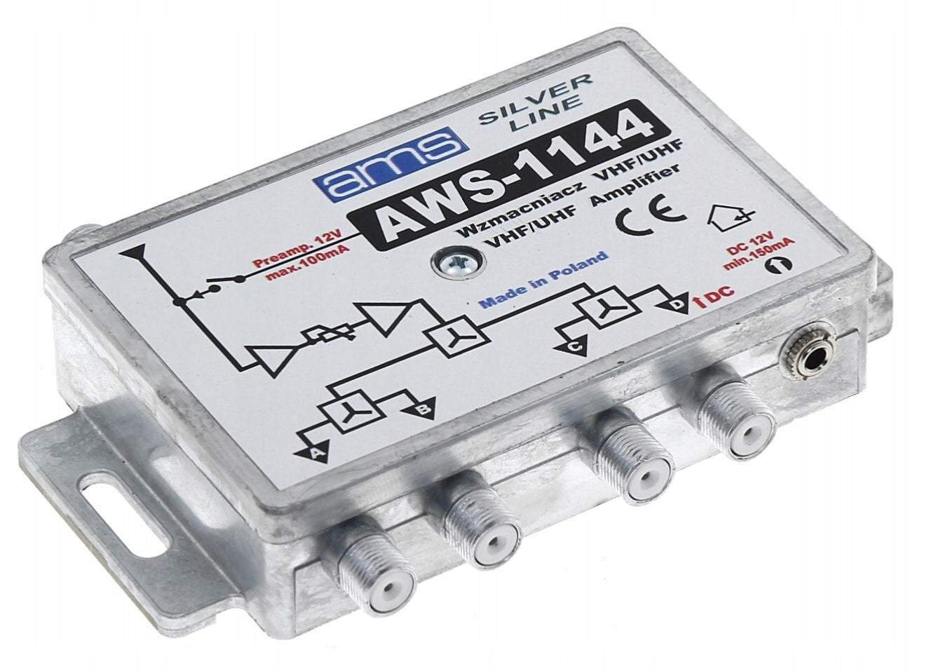 15dB ANTENNA AMPLIFIER SPLITTER FOR 4 AWS TVS