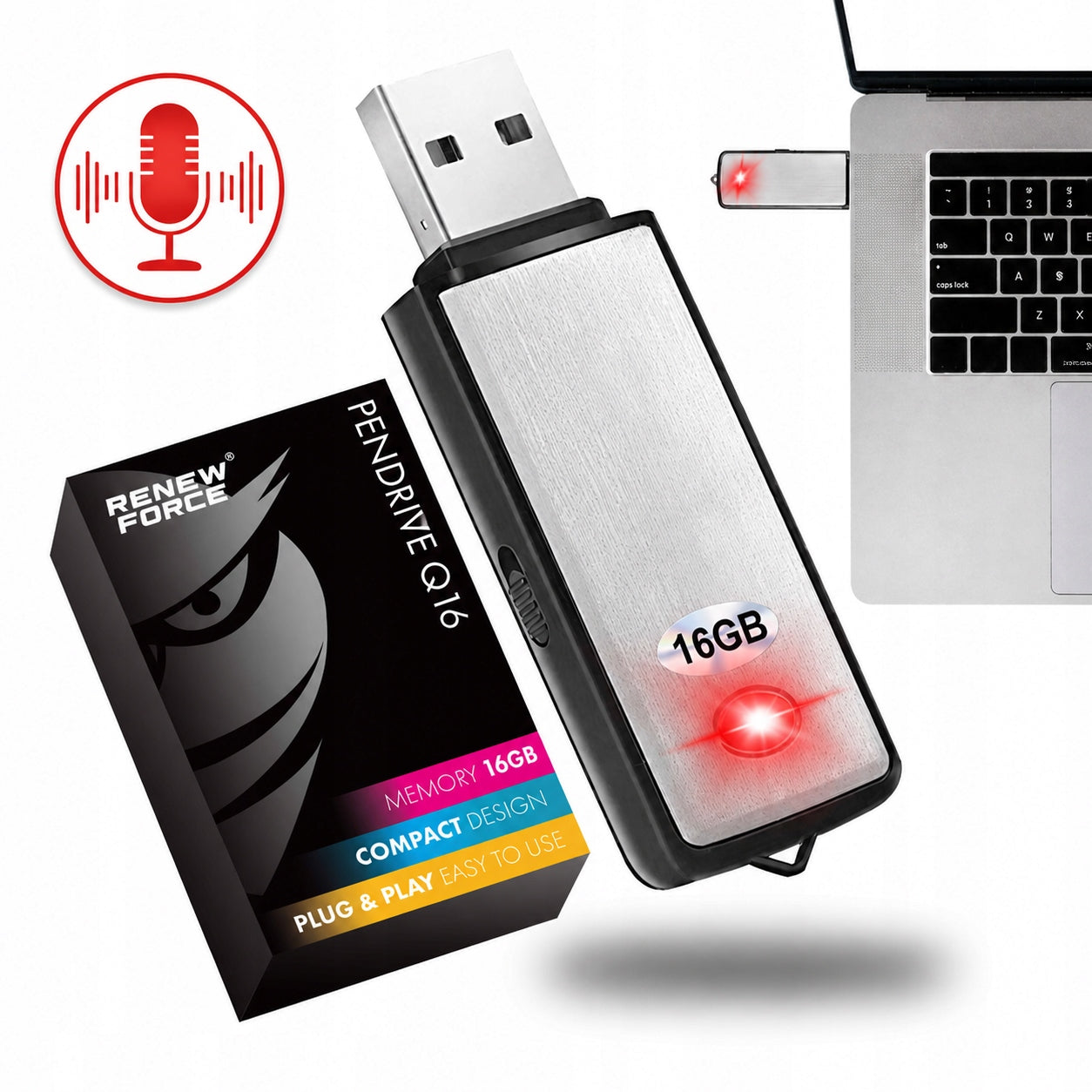 16GB MINI SPY RECORDER EAVESDROPPING PENDRIVE DISCREET USB RECORDER