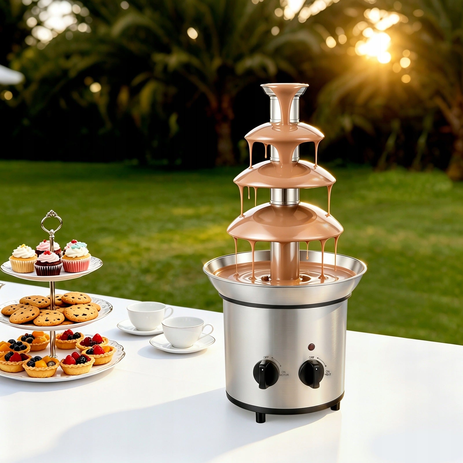 170W 1.8L Stainless Steel 4-tier Chocolate Fountain for Birthday Party Brand no brand