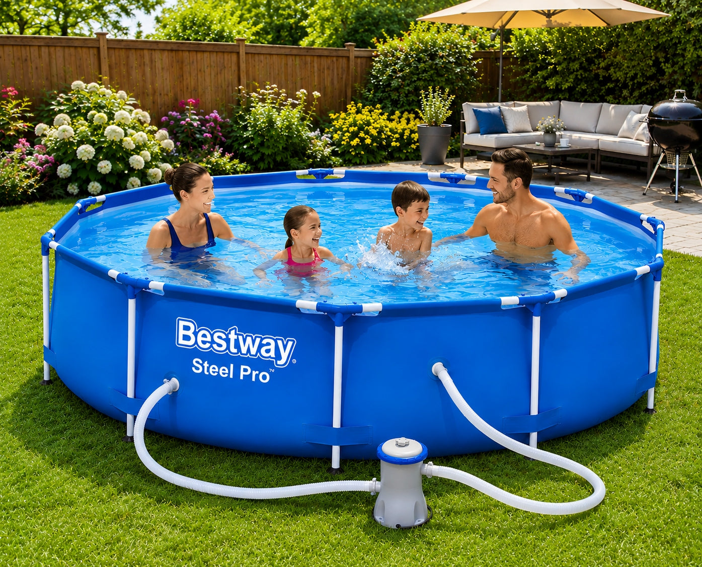 17in1 GARDEN RACK POOL WITH PUMP 305x76cm Bestway SET MODEL 2026 Height 74 cm