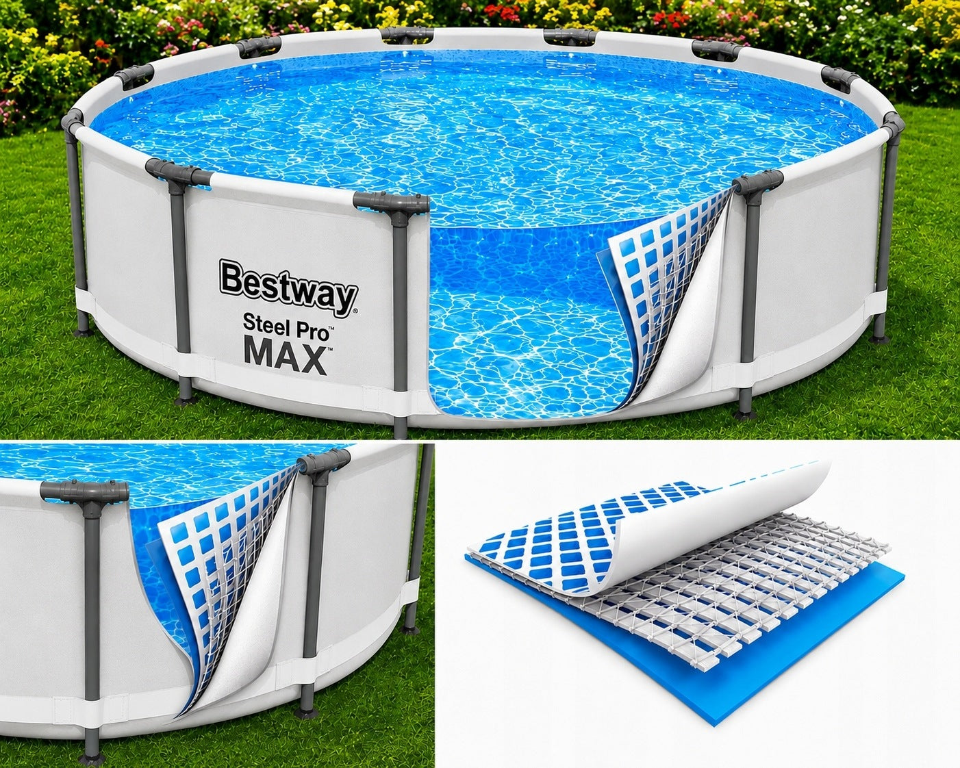 17in1 GARDEN RACK POOL WITH PUMP 305x76cm Bestway SET MODEL 2026 Packaging status original