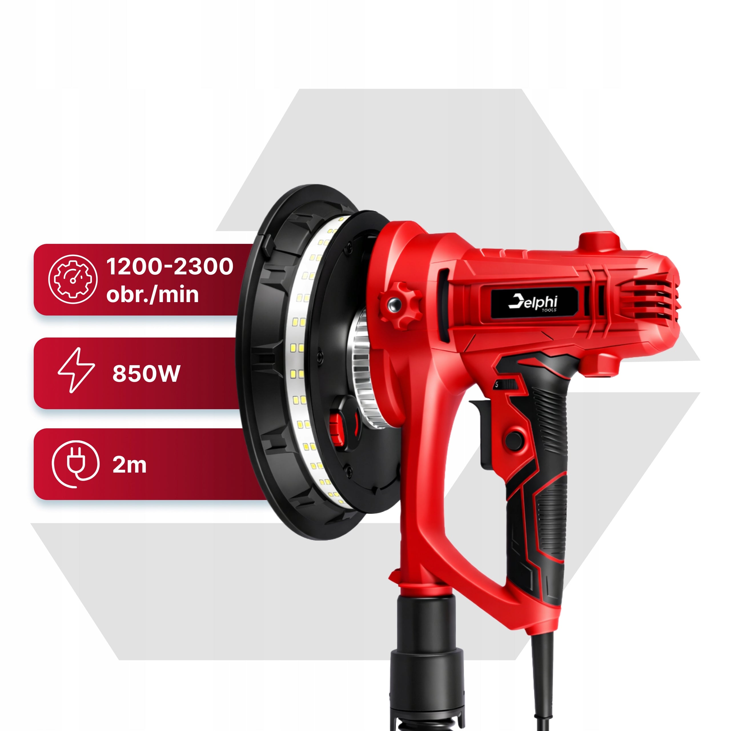 180MM GRINDER FOR GRINDING PLASTER WALLS LED + 15 PAPERS Packaging status original