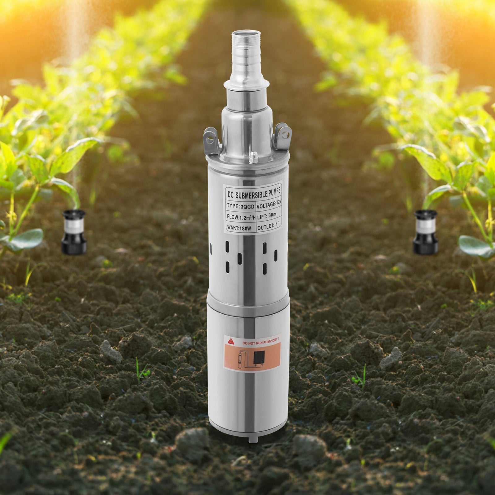 180W Deep Well Submersible Pump, 12V Solar Water Pump, Stainless Steel Pump Power 280 W
