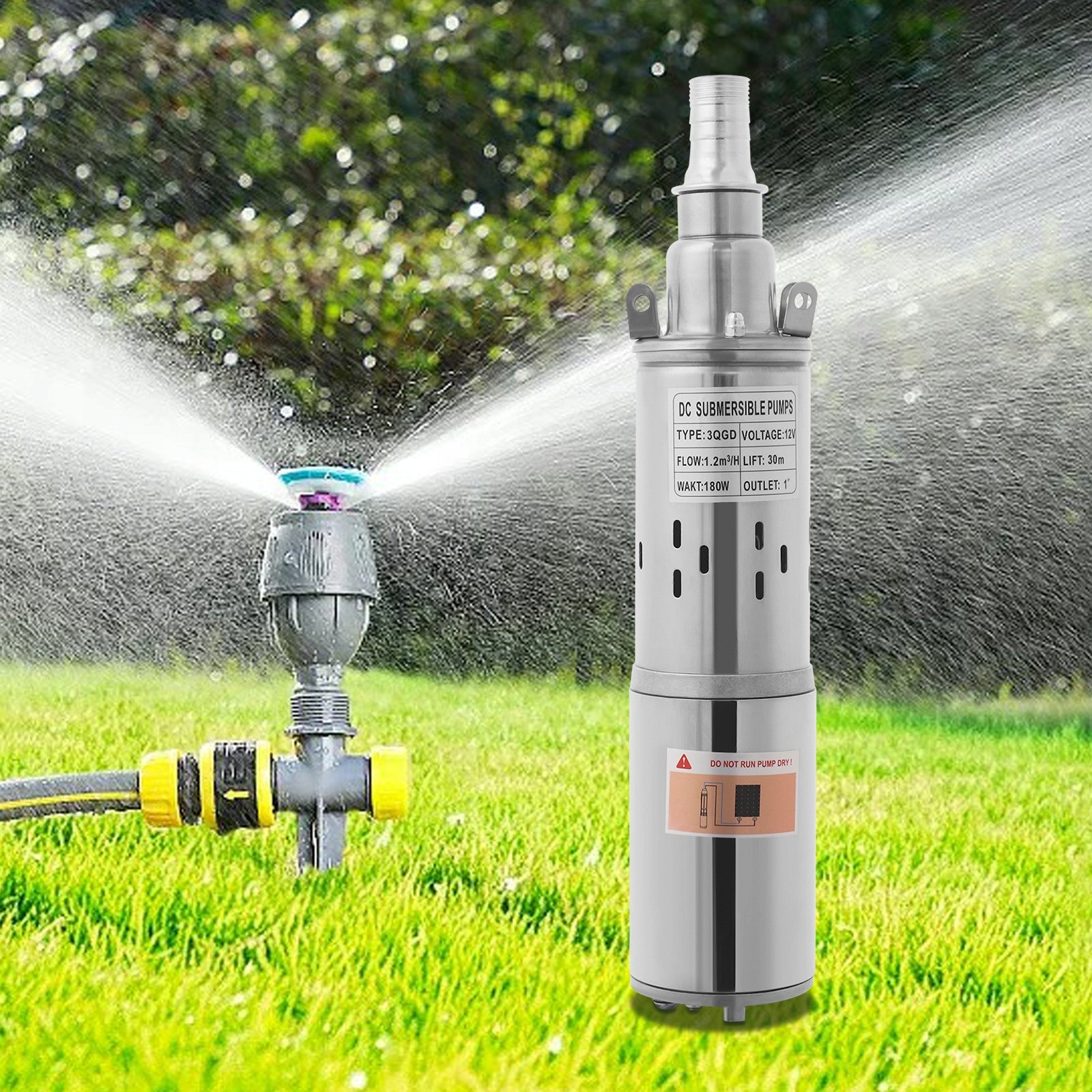 180W Deep Well Submersible Pump, 12V Solar Water Pump, Stainless Steel Pump Pump capacity l/h Do 500 l/h