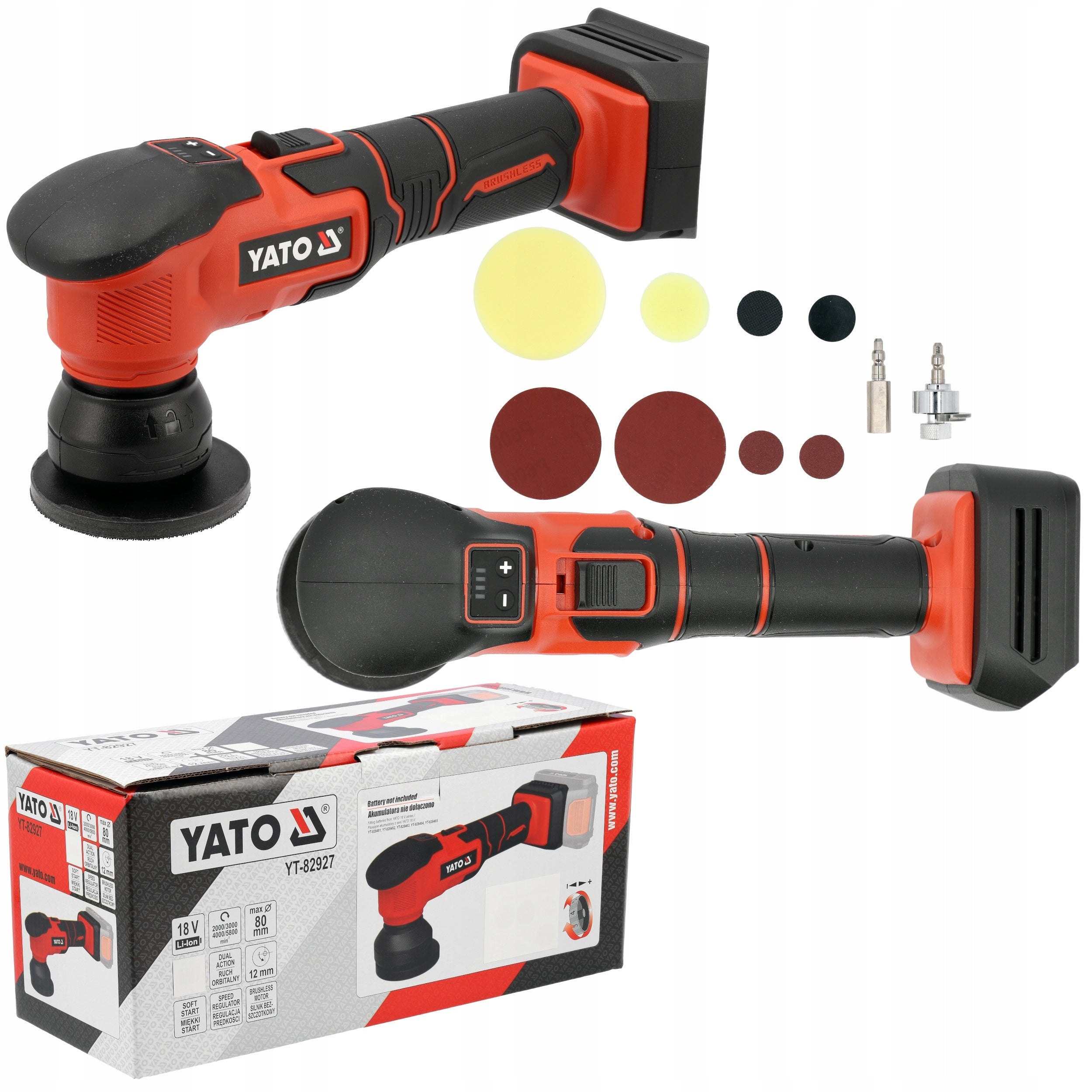18V YATO CAR POLISHER FOR BRUSHLESS DETAILING WITHOUT BATTERY
