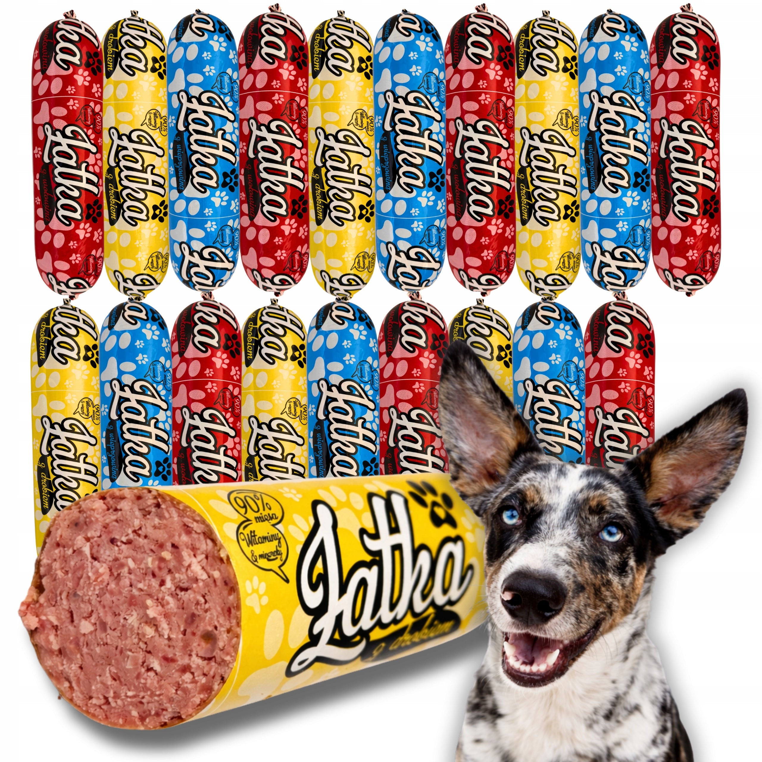 19pcs x 1kg. Wet dog food bar Patch MIX flavors 90% meat
