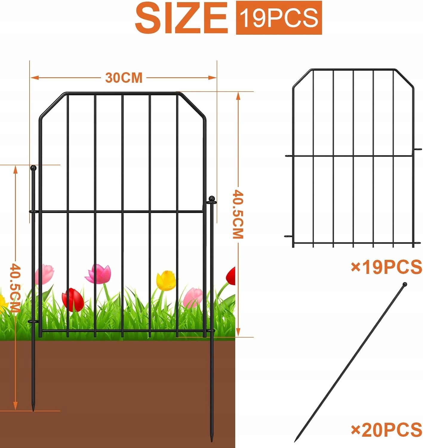 19x METAL GARDEN FENCE SMALL LOW BLACK DECORATIVE Color black