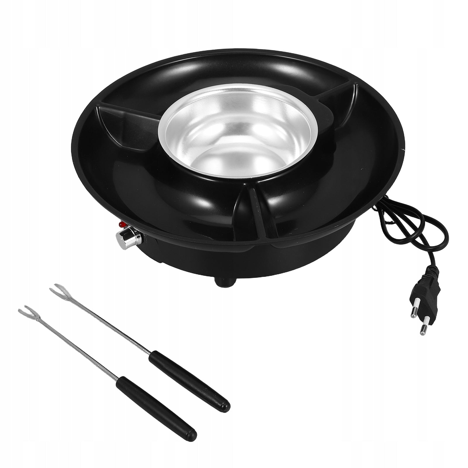 1Set Durable Electric Chocolate Fondue Pot for Family Gatherings Dominant color black
