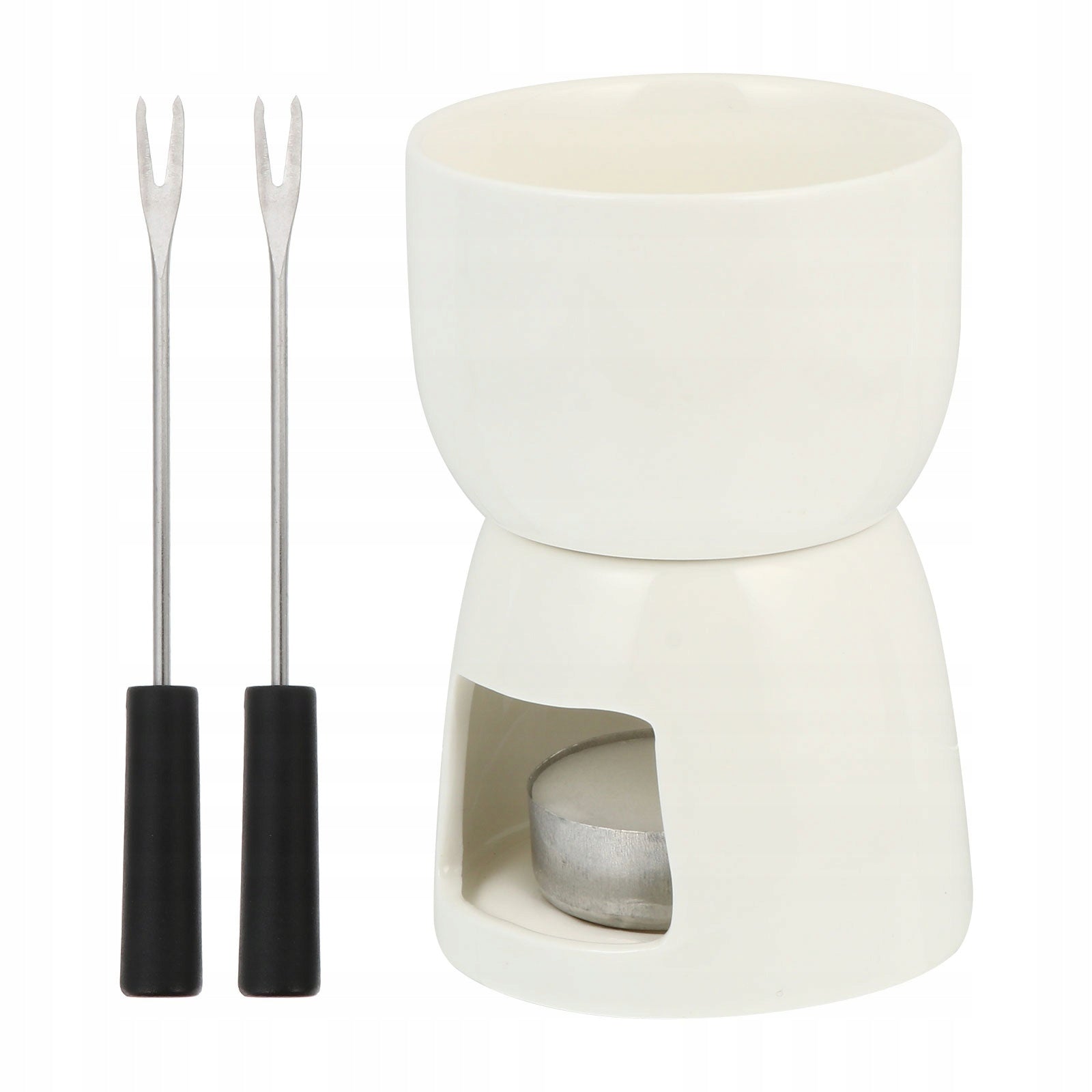 1ZEST KUCHENNY GARNEK CERAMICZNY DO FONDUE Z DWOMA WIDELCAMI