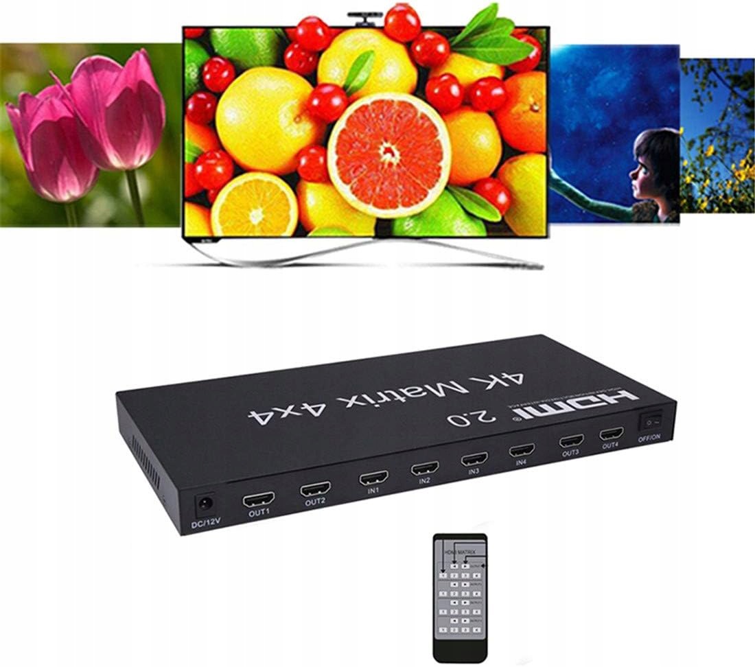 2.0 HDMI Matrix 4x4, 4K 60Hz 1080p (RGB/YUV 4:4) Splitter converter Manufacturer code Matryca 4X4 4K HDMI 4 wejścia wyjścia Matrix
