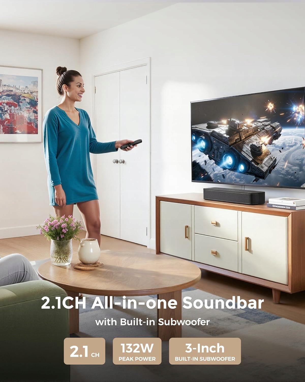 2.1 132W SOUNDBAR WITH BUILT-IN BLUETOOTH SUBWOOFER Packaging status original