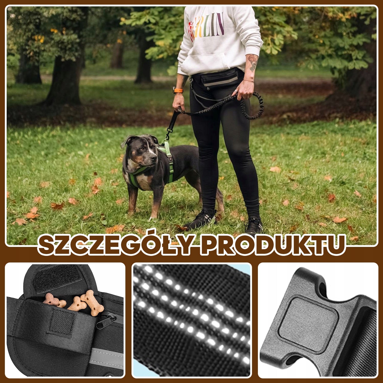 2.2m Elastic Dog Running Leash with Shock Absorbing Black. Manufacturer code 8581689372302