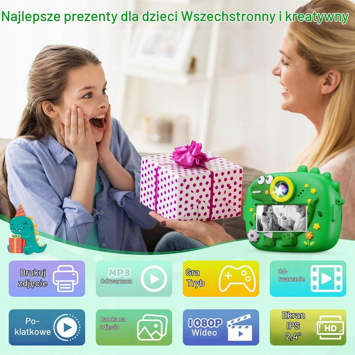 2,4" 1080P HD Dinosaur Digital Camera for Kids with 32G Card Packaging status original